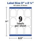 Avery Arched Labels, Sure Feed Technology for Laser Printers, Water Resistant, 3" x 2.25", 90 Labels (22809) One Size