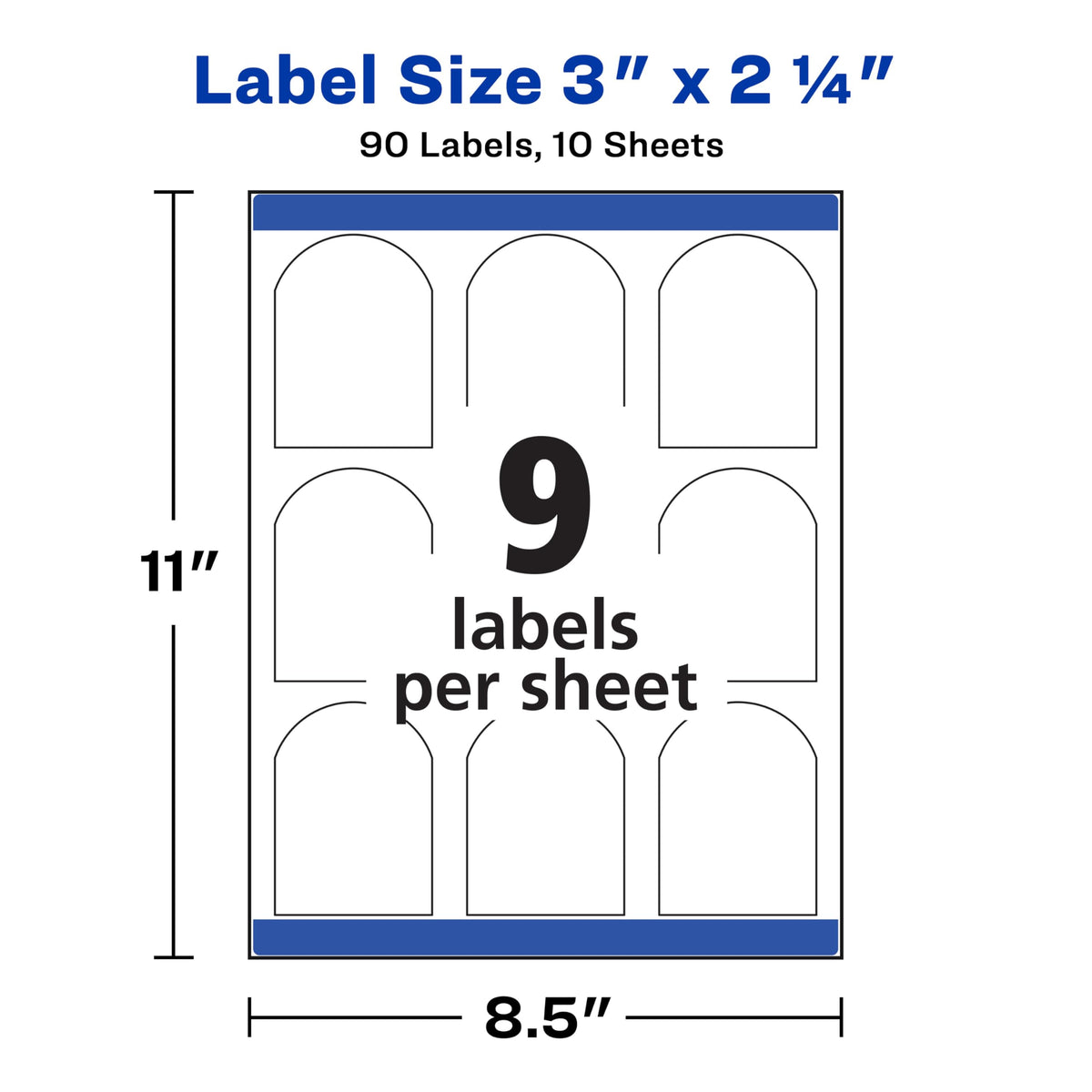 Avery Arched Labels, Sure Feed Technology for Laser Printers, Water Resistant, 3" x 2.25", 90 Labels (22809) One Size