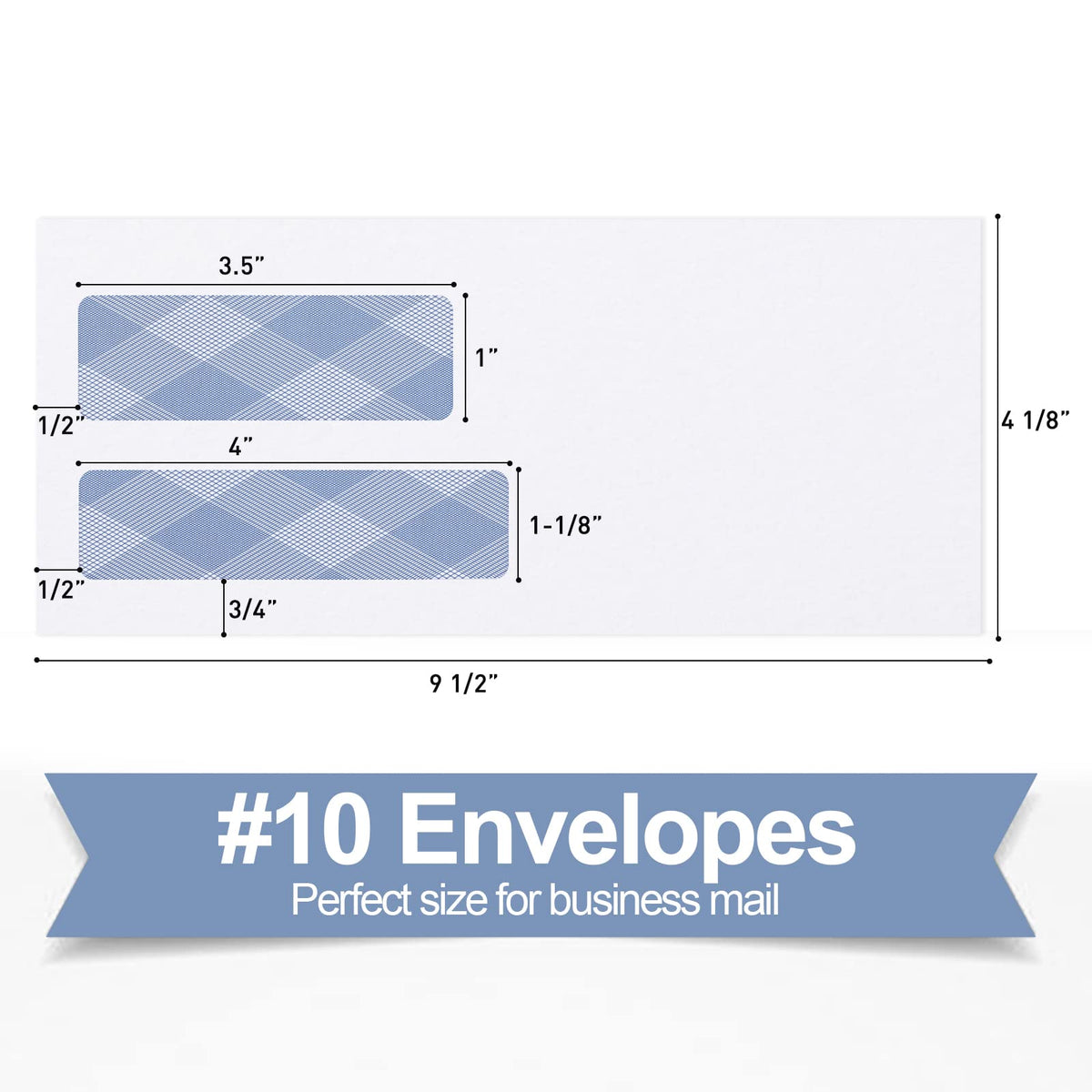 750#10 Security Envelopes, PANDRI NO.10 Self-Seal Double Window Envelopes Designed for QuickBooks Invoices, Business Statements & Documents - Number 10 Size 4 1/8 Inch X 9 1/2 Inch - 24 LB 750 PACK