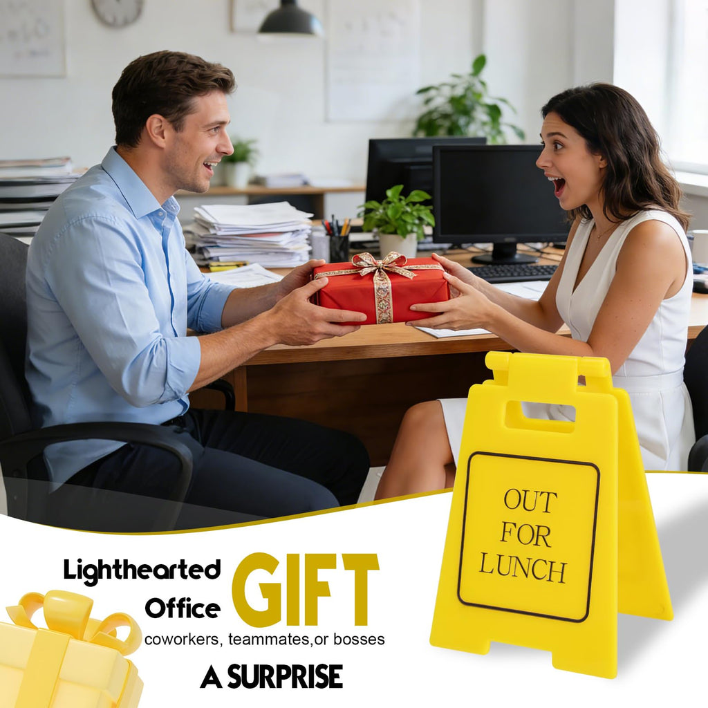Funny Office Gag Gifts Out for Lunch Mini Desk Sign Cubicle Decor for Coworker Teammate Employee Boss Desk Accessories(Out for lunch)