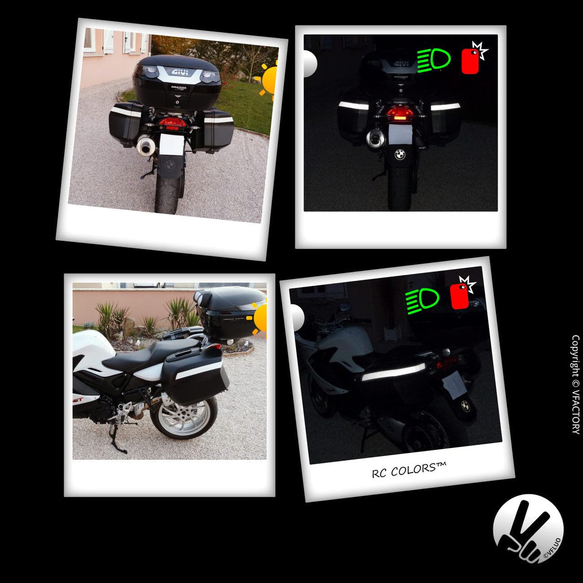VFLUO - Reflective Sticker Sheet for Bike, Motorcycle, Scooter, Helmets, Stroller/Multi-use - DIY Adhesive board - 3M Technology - High Visibility - Discreet - Optimised adhesion pink 4" x 6" (10 x 15cm)