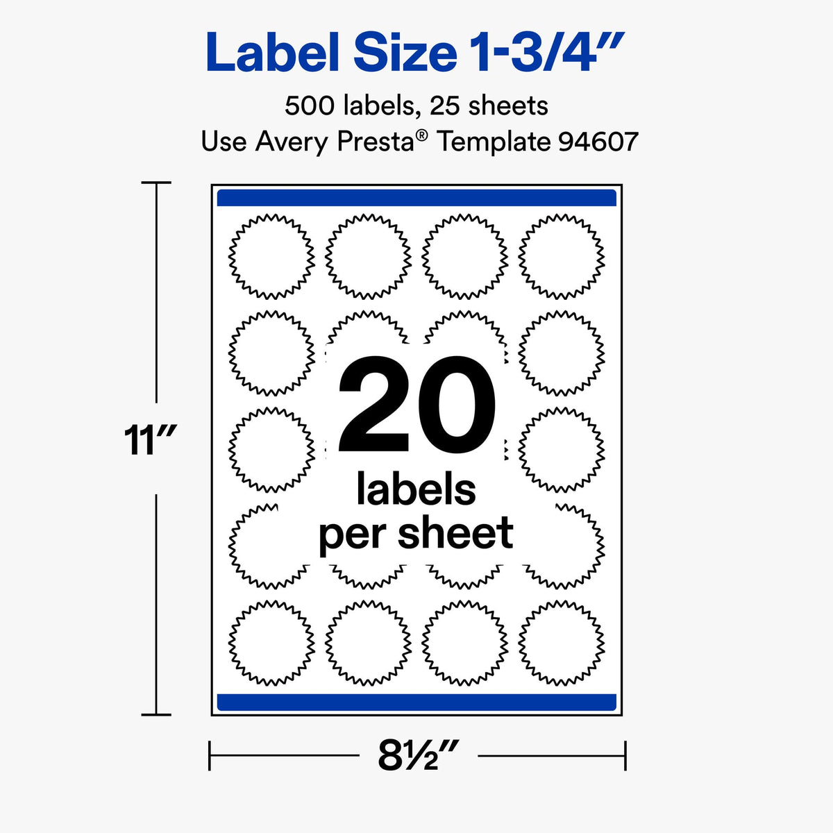 Avery® Matte White Starburst Labels, 1.75", 500 Total 500 labels