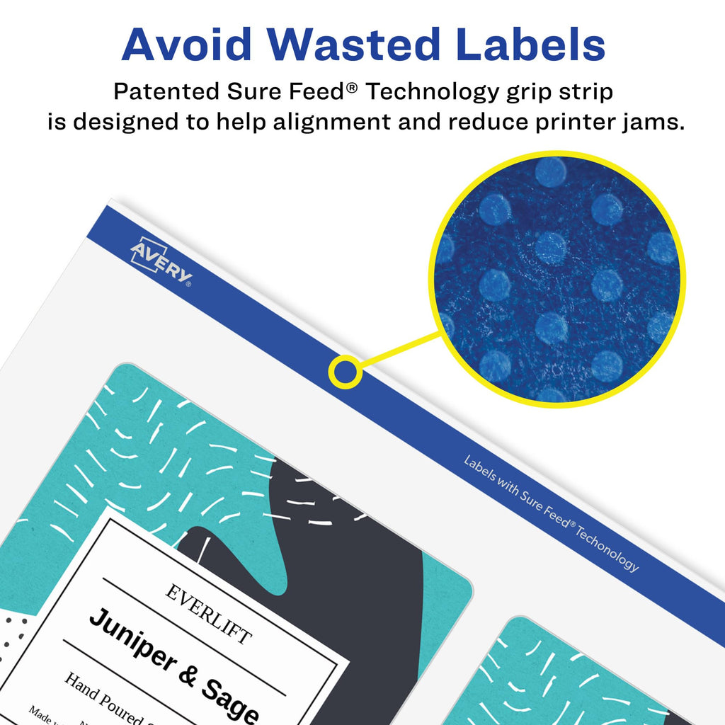 Avery® Glossy Clear Rectangle Labels, Sure Feed® Technology, 4" x 3", 40 Glossy Clear Labels, Print-to-The-Edge, Laser/Inkjet Printable 40 labels