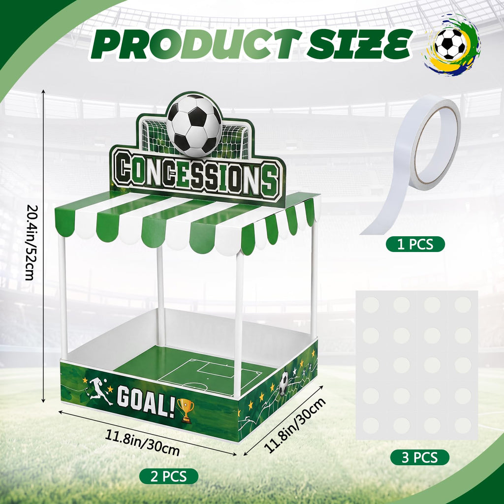 Willinglong 2 Set Soccer Party Decor Concession Treat Stand 20.5" x 12"