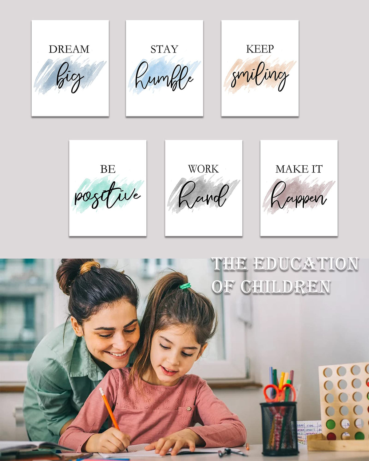 𝗗𝗿𝘀𝗼𝘂𝗺 Motivational Wall Decor Inspirational Office Wall Art Quotes Wall Art for Living Room Encouraging Canvas Posters for Office Bedroom Sayings for Wall Decor - 8” x10” x6 PCS (𝗙𝗿𝗮𝗺𝗲𝗱) Motivvational Wall Art - White 8''x 10''x 6pcs