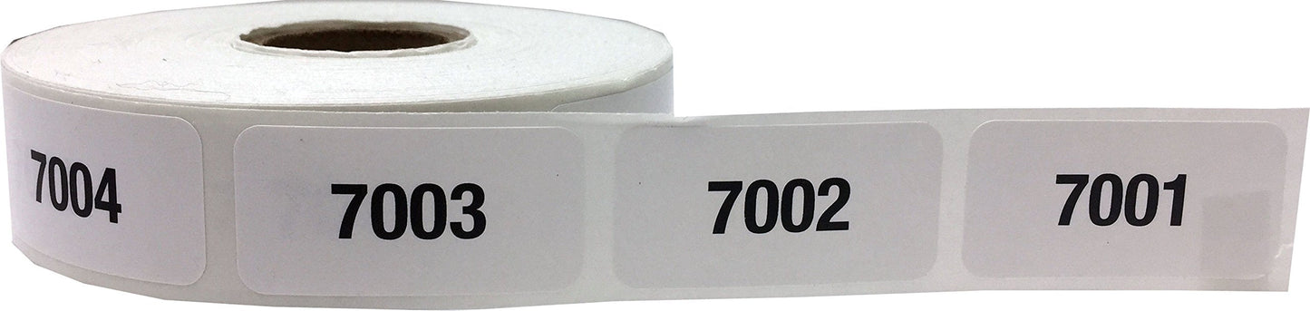 Consecutive Number Labels Bulk Pack Numbers 1 Through 10,000 White/Black .75 x 1.5 Rectangle Small Number Stickers for Inventory