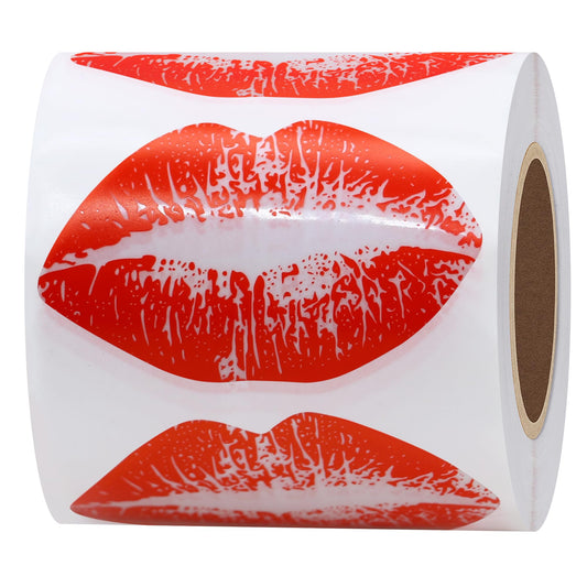 Hybsk Clear Red Kissing Lips Removable Body Stickers Total 300 Per Roll (Transparent Clear Paper) Transparent Clear paper