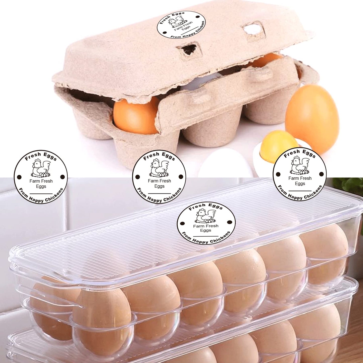 Farm Fresh Eggs Stickers 500 Pcs Farm Fresh Eggs Carton Labels Per Roll - 1.5 inch Fresh Eggs Farmer's Market Packaging Sticker Chicken Labels for Business Farms Freshs Produce Eggs Carton Labeling White 1.5In