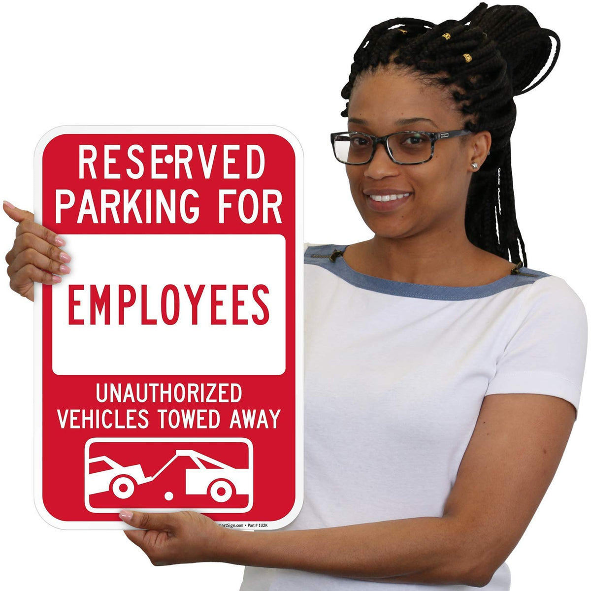 SmartSign "Reserved Parking For Employees - Unauthorized Vehicles Towed" Sign | 12" x 18" Aluminum 12" x 18"