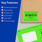 Avery® Printable Rectangle Labels, Sure Feed® Technology, 1-1/2" x 3-3/4", Neon Green Labels, Print-to-The-Edge, Laser/Inkjet Printable, 400 Total, Great for Mailing and Candles 400 labels