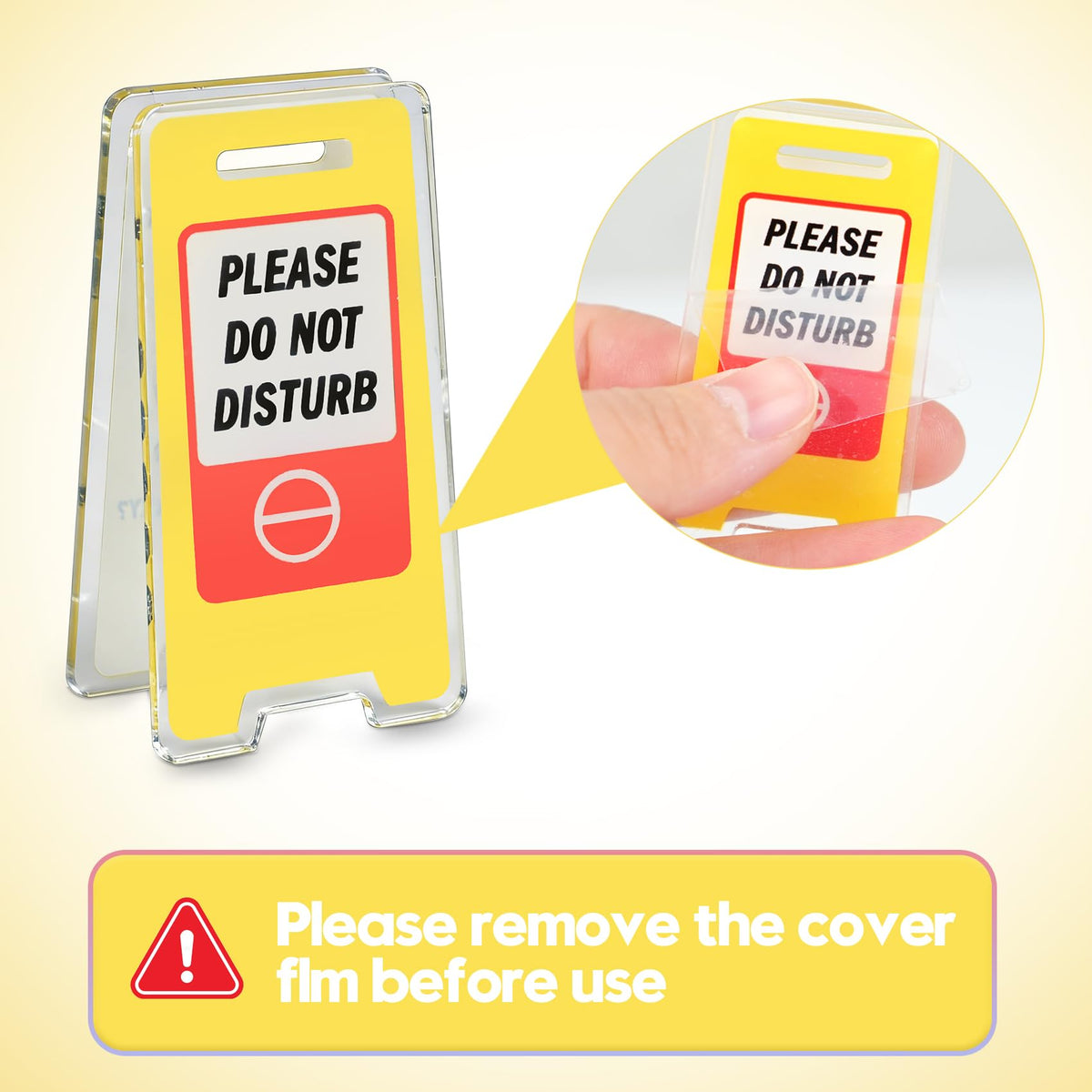 24 Pack Funny Office Desk Signs, Mini Acrylic Yellow Caution Desk Signs