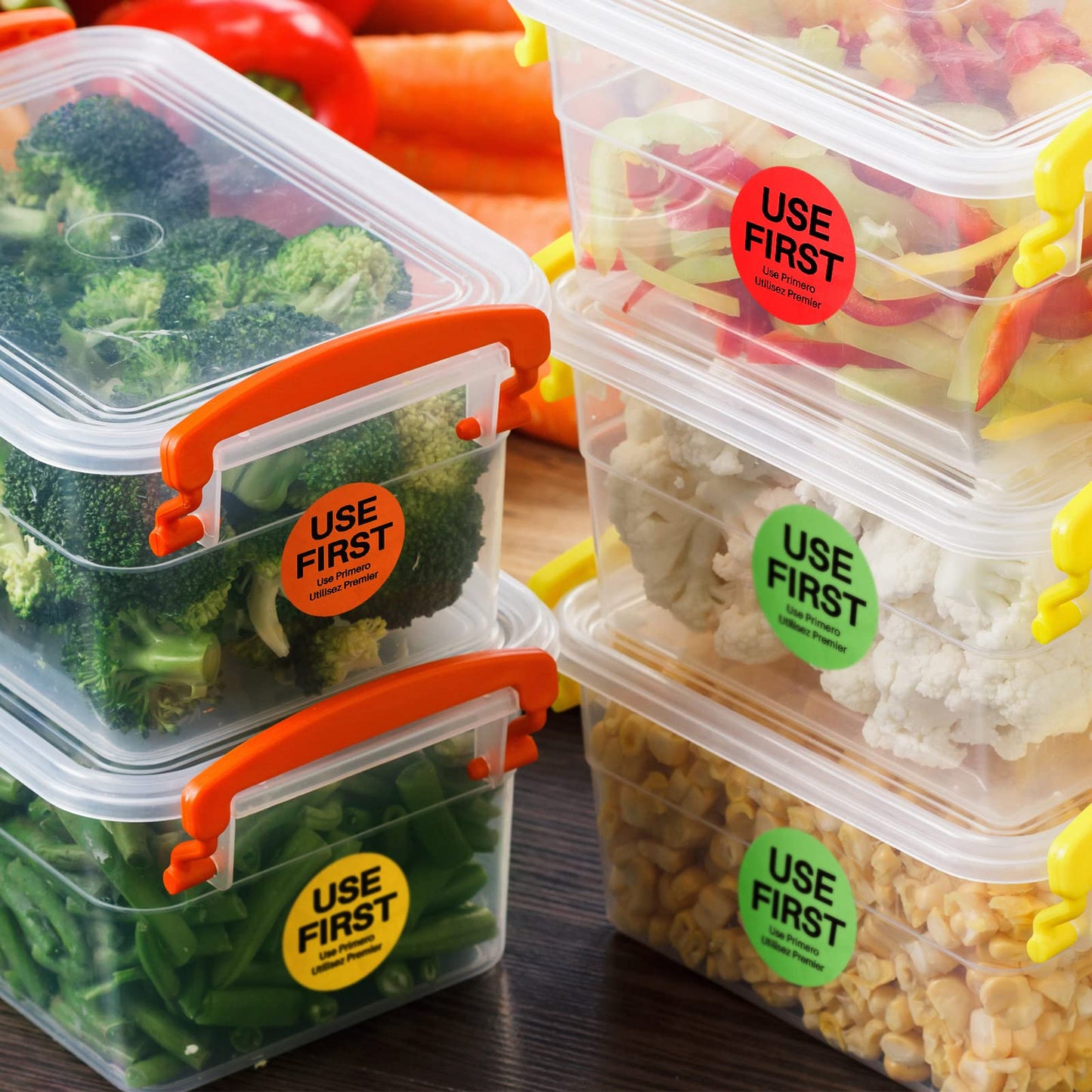 Epakh 2000 Pcs Use First Stickers Food Service 1.5 Inch Inventory Control Labels for Restaurant Permanent Adhesive Food Circle Dot Label Paper(Red, Green, Orange, Yellow with Black Text) Red, Green, Orange, Yellow