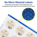 Avery® Printable Durable White Starburst Labels, Sure Feed® Technology, 2.25", Print-to-the-Edge, Waterproof Labels, Laser & Pigment-Based Inkjet Compatible, 120 Total 120 labels