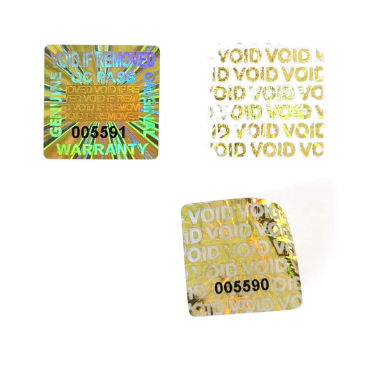 500pcs Laser Hologram Stickers Tamper EVIDENT Security Seal with Serial Numbers Void if Removed 0.787 inch Golden Square Hologram Label Tamper Proof Stickers
