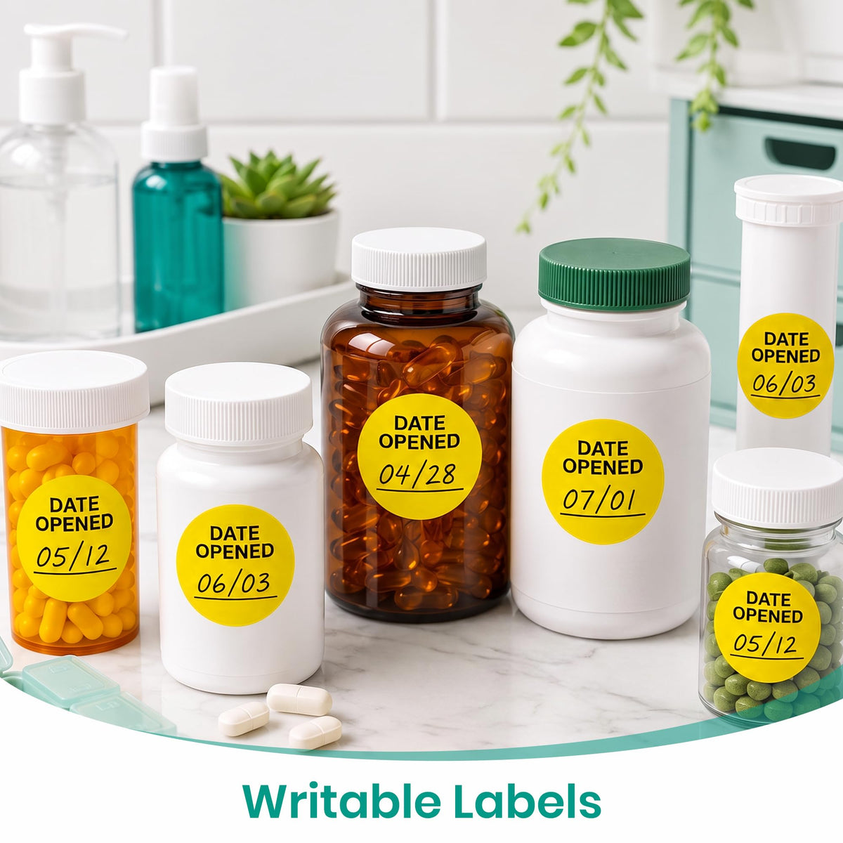 500pcs Date Opened Stickers 1.5" Inch Vinyl Medication Safety Label 500PCS 1.5"Diameter