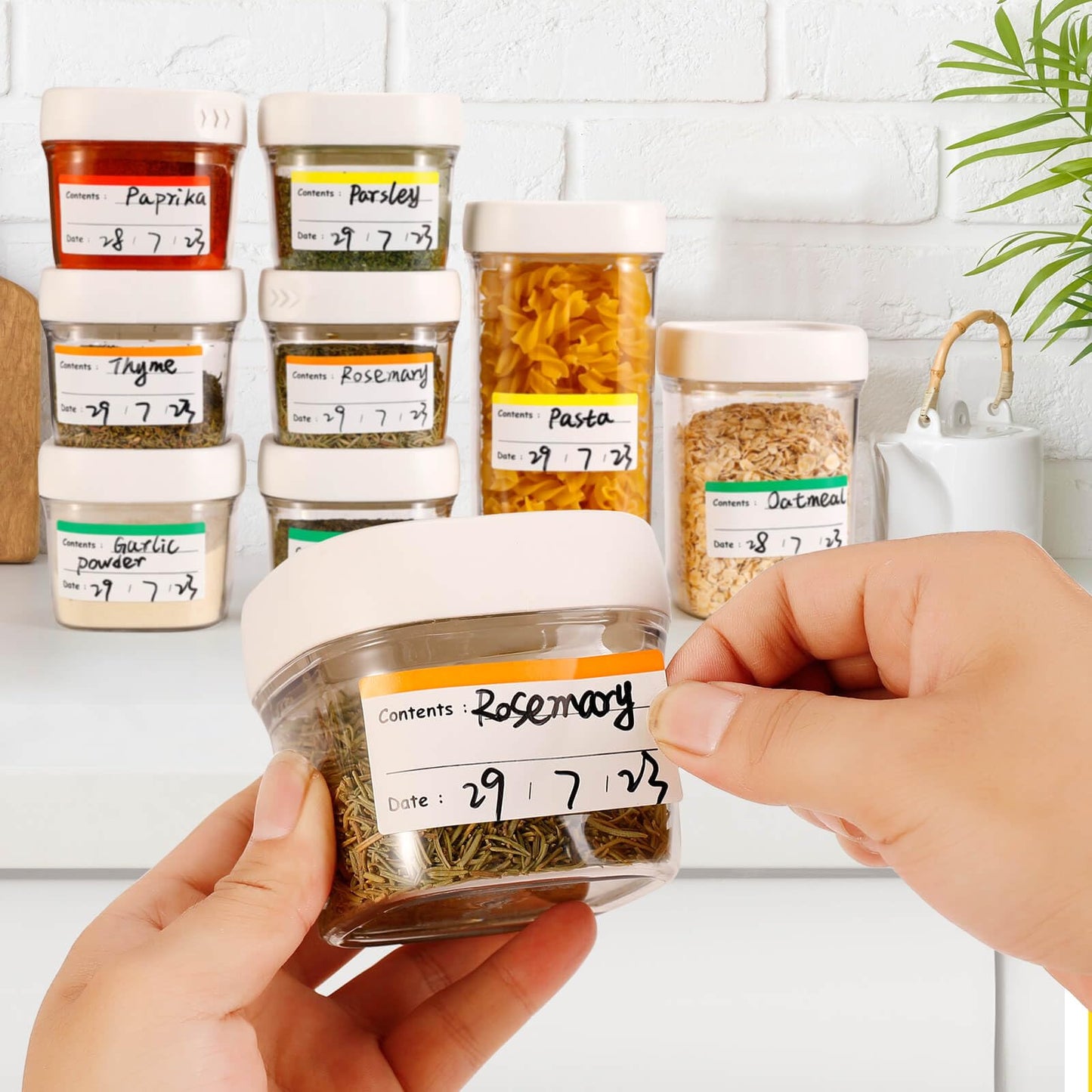 Freezer Kitchen Labels, Removable Food Storage Labels (300 PCS, 1x3 Inch, Clear Vinyl, No Residue, Easy Peel Off) 300