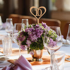 TENDYCOCO Wedding Table Numbers 1-20 Heart Shape Wooden Stick Sign Cards for Reception Seating Flower Arrangement Centerpiece DIY Crafts Party Table Number Sticks