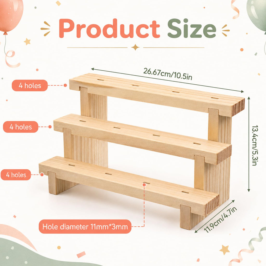2 Pcs Cakesicle Stand Wood Lollipop Holder Display 3 Tier 12 Holes