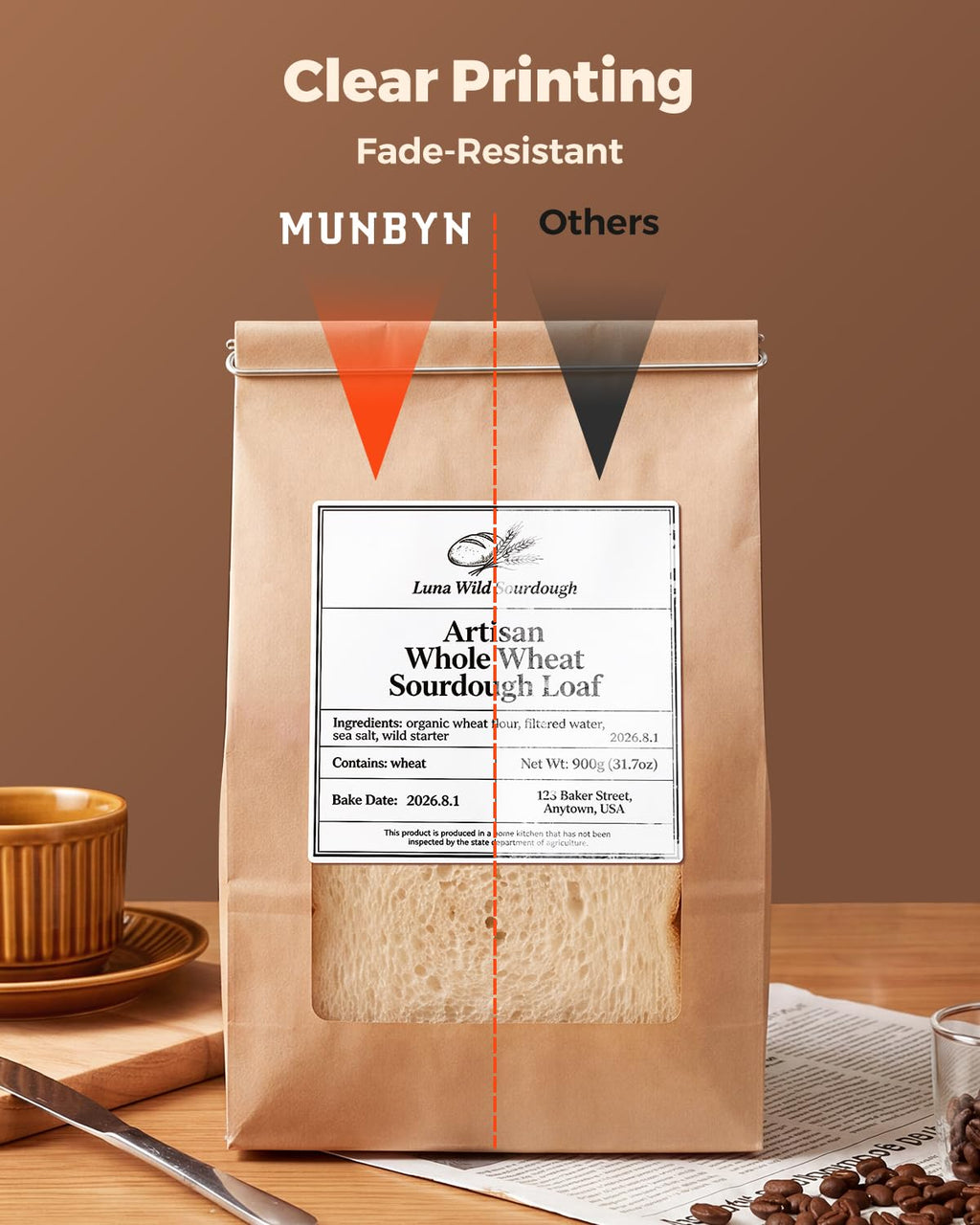 MUNBYN 4x4 Thermal Labels, 500 Sheets/Roll, White 4x4" 1