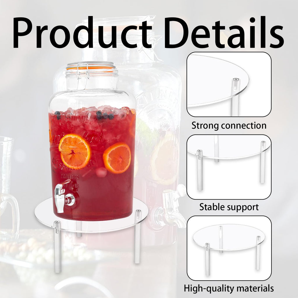 4 Pcs Drink Dispenser Stand, 7.9" Acrylic Beverage Dispenser Stand,Clear Acrylic Stands,Pitcher Stand Base with Screwdriver for Water Dispenser Stand for Parties,Weddings,Cake Stand,Plant Stands