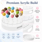 2 Pack Cake Pop Stand, Clear Acrylic 22 Hole Candy Display Stand, Double-Layer Round Lollipop Holder with Handles for Birthday Party Dessert Table, Wedding