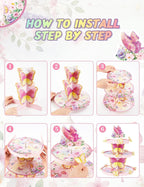 WERNNSAI 3-Tier Butterfly Cupcake Stand Cardboard Dessert Tower Butterfly A