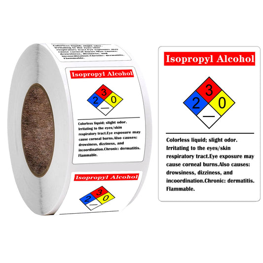Isopropyl Alcohol Chemical NFPA Labels Hazard Labels 2 x 3 Inch Warning Sticker Chemical Vinyl Label 250 Pcs Adhesive HMIG Label with 4 Color Imprint for Identifying and Marking