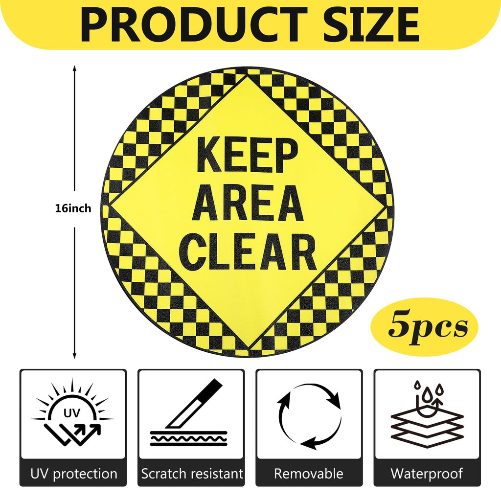 Yexiya 5 Pcs Keep Area Clear Floor Sign Round