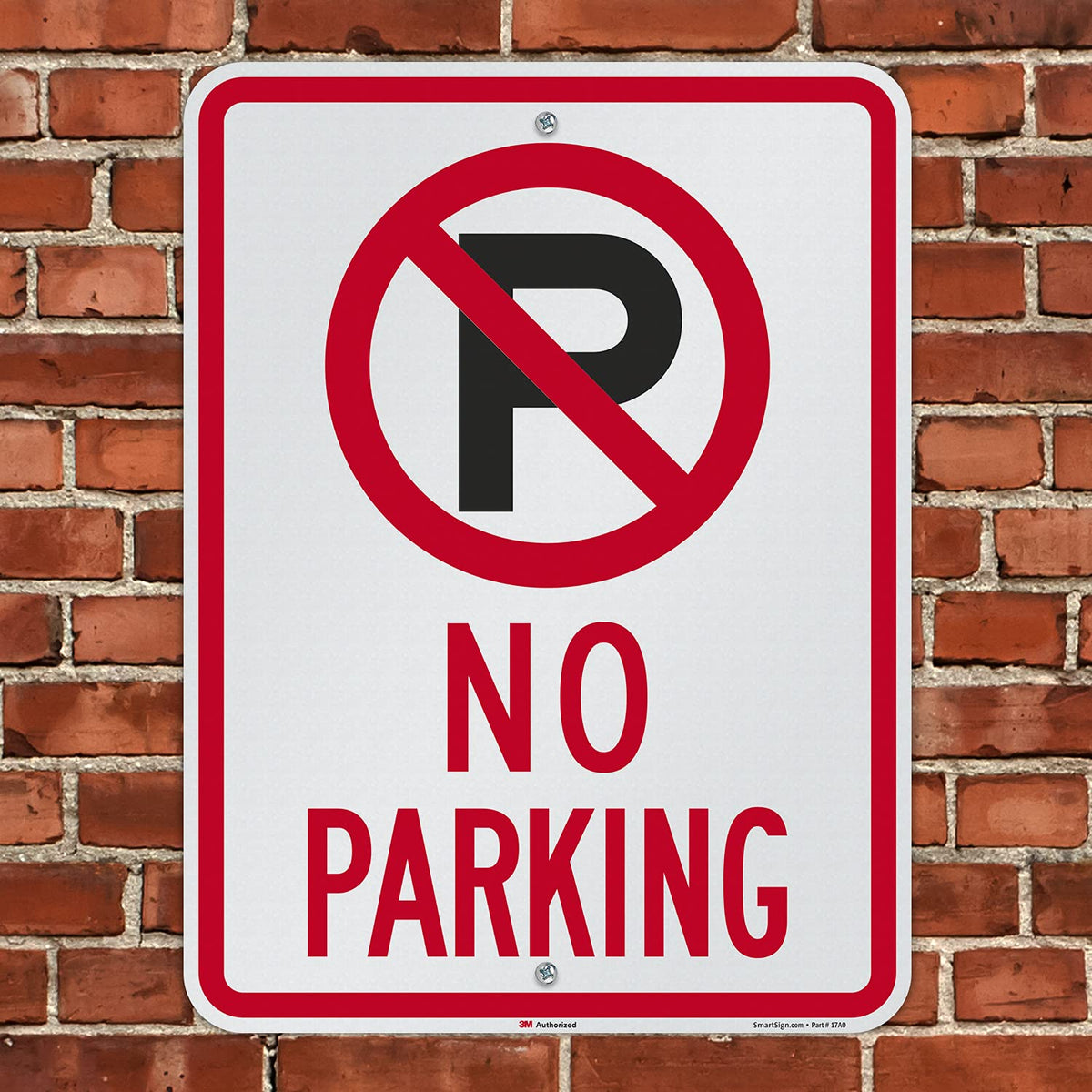 SmartSign 24 x 18 inch “No Parking” Metal Sign with Symbol, 80 mil Aluminum, 3M Laminated Engineer Grade Reflective Material, Red, Black and White