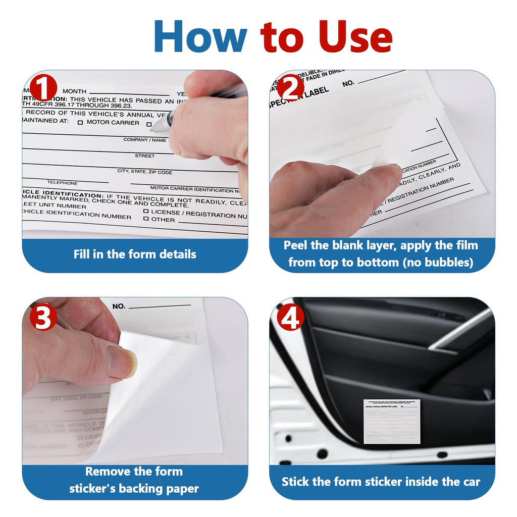 50-Pack Annual Vehicle Inspection Label Stickers, 2-Ply Strong Adhesive Vinyl, DOT Compliant Windshield Decals for Commercial Fleets, Trucks, Trailers, Car Dealerships & Auto Shops
