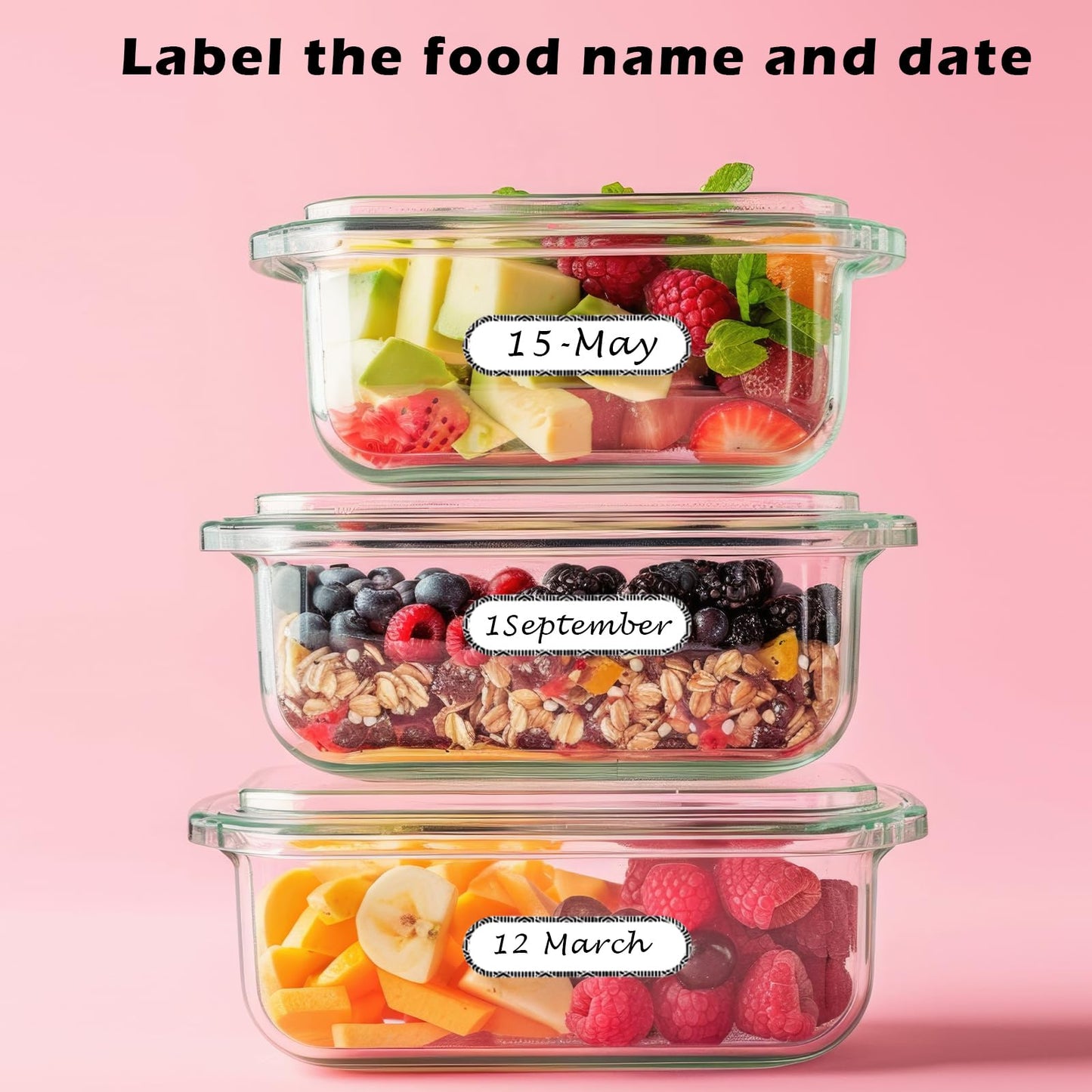160 Pcs Multipurpose Waterproof Label Removable Write On Stickers Reusable Custom Name Labels Easy Peel Off and No Residue Dishwasher for Kids Business Office Freezer Microwave(Black & White)