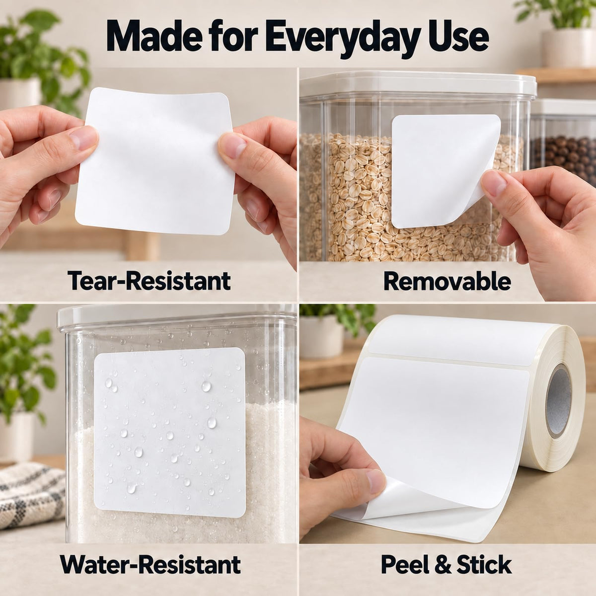 4" x 4" Large Blank Writable Label Stickers Roll 200 Pcs