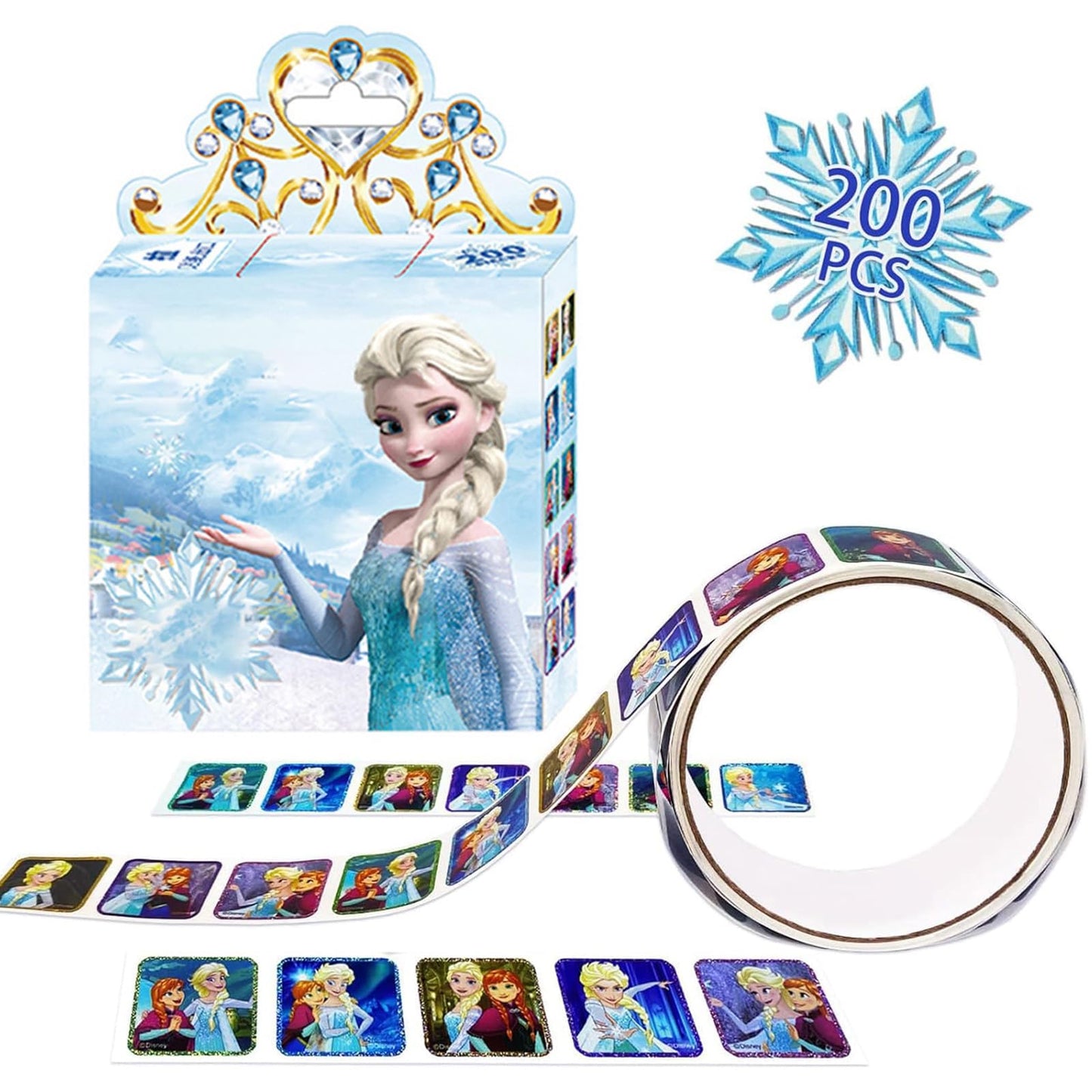 600 Pcs Roll Kids Character Stickers, 3 Pack in 30 Designs, 1-1/2 Inch Self Adhesive Cartoon Princess Stickers for Kids & Teacher