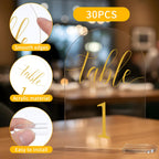 Kifmurase 30 Sets Gold Wedding Table Numbers Clear Number Display Stand