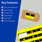 Avery Printable Rectangle Labels, Sure Feed Technology, 1-1/4" x 2-3/8", Neon Yellow Labels, Print-to-The-Edge, Laser/Inkjet Printable, 1,440 Total, Great for Mailing 1,440 labels