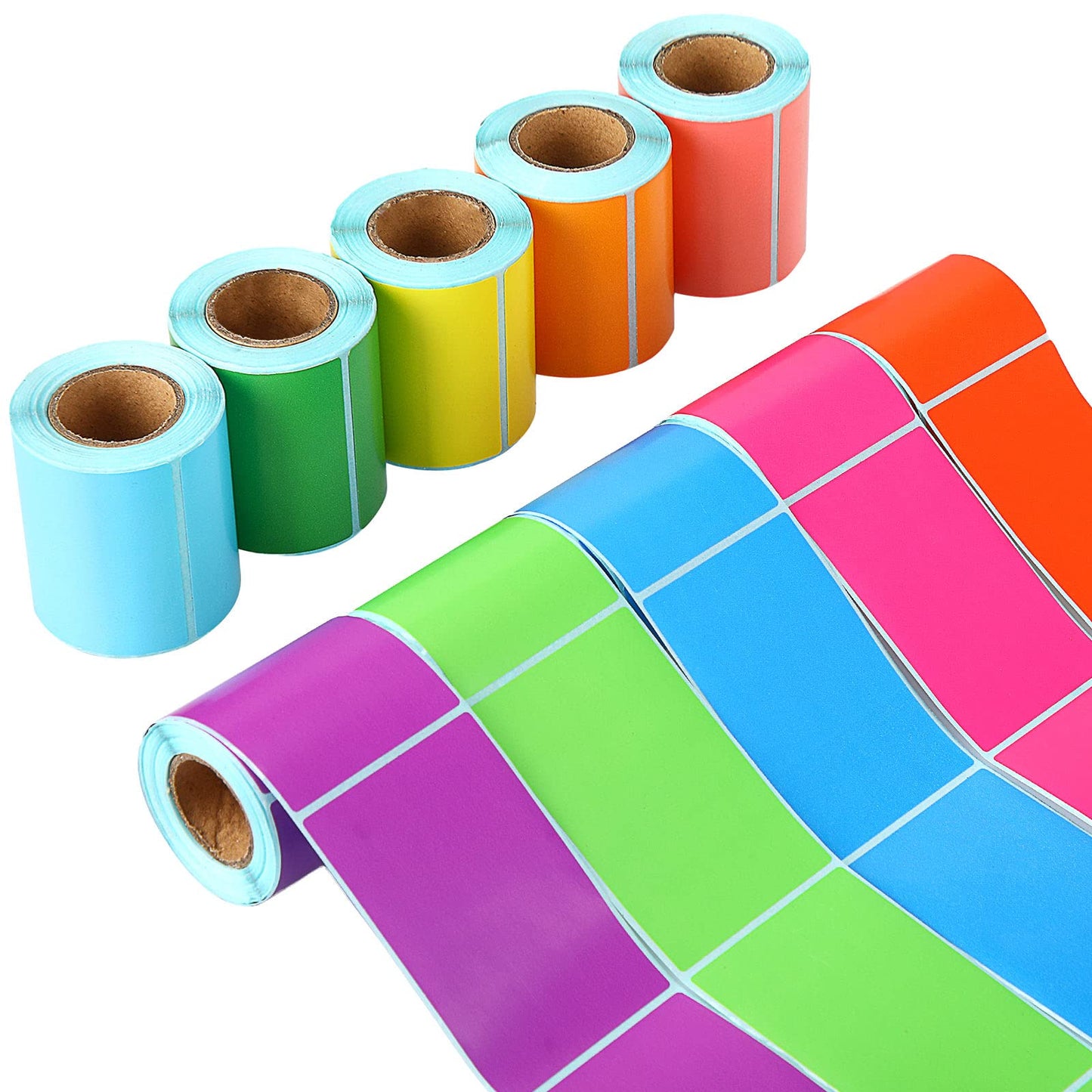 1000 Colored Sticker Rolls - Rectangular Coding Labels in 10 Bright Colors - Self Sticky Folder Labels for Boxes, Folders, Classroom & Home (2 x 3 Inch) 2 x 3 Inch