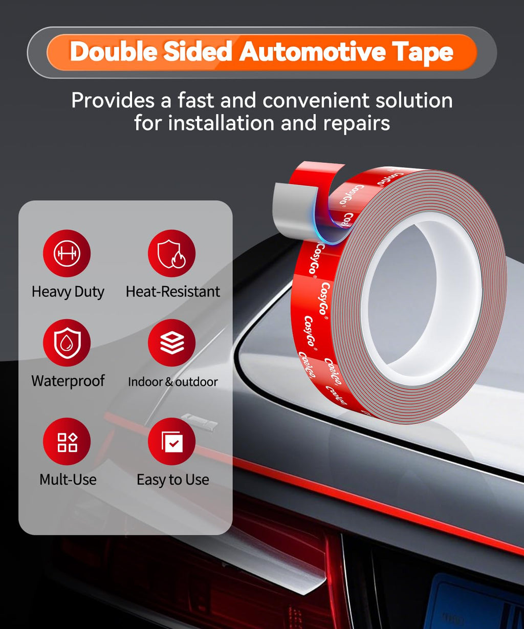 Heavy Duty Permanent Bond Double Sided Tape, Heat Resistant 2-Rolls 5/8" / 15mm Width