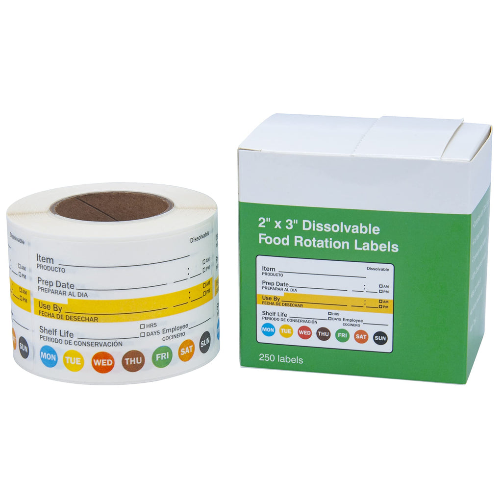 LLIKED 2"x3" Dissolvable Labels 250 Pcs Shelf Life Food Rotation Use by