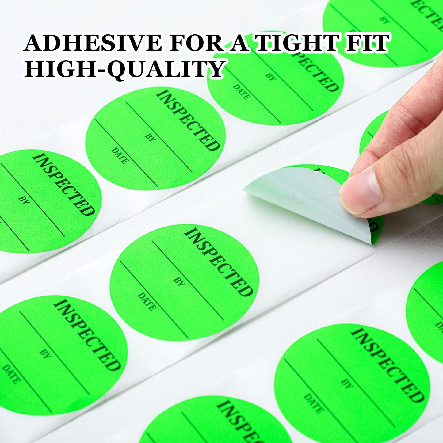 Gueevin 1000 Pcs Circle Inventory Labels QC Passed 2" Quality Control Inspected by Inventory Stickers Fluorescent Green Label Writable Handling for Shipping Control Organization