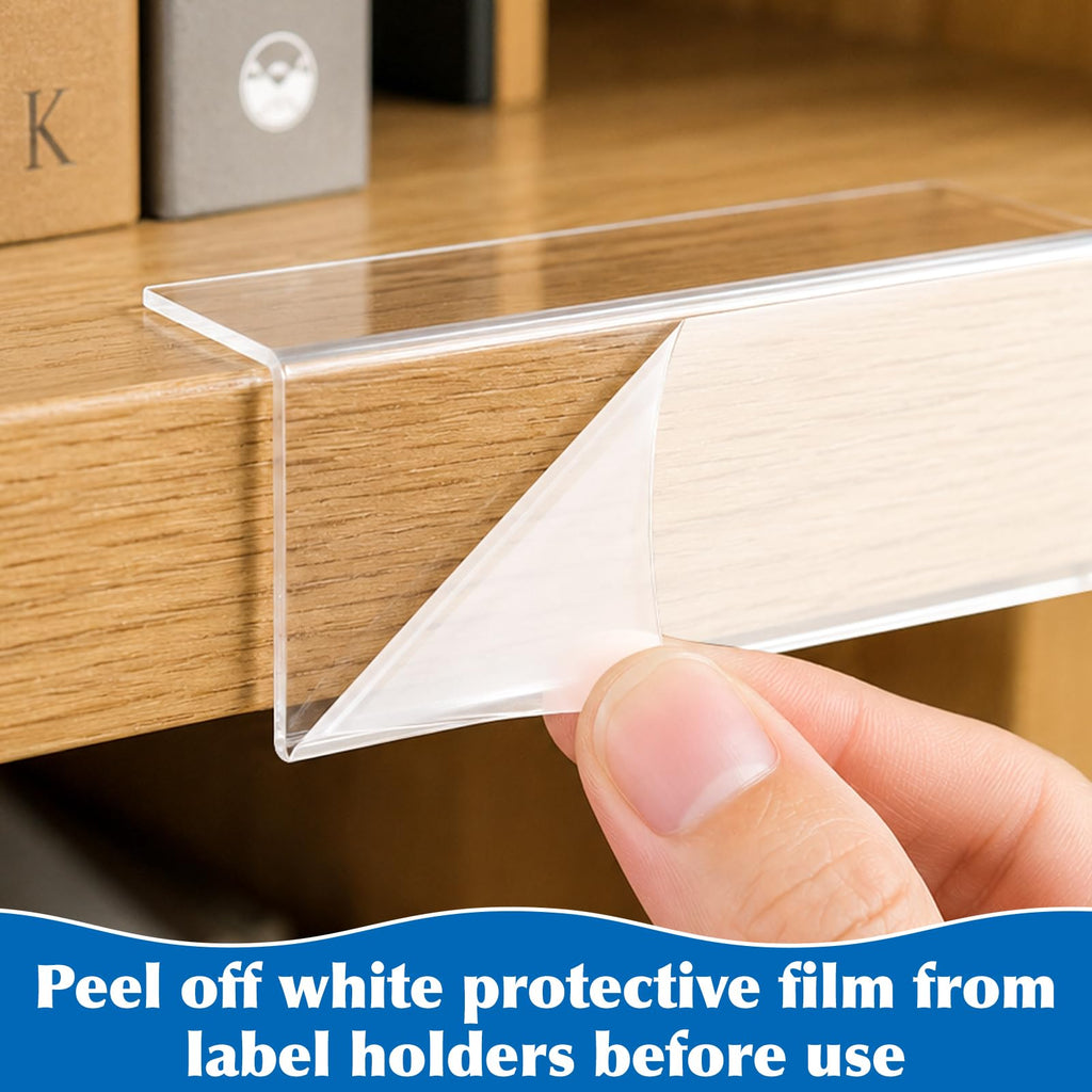 50 PCS 1.25x3.15inch Shelf Labels with Paper Inserts&Double Sticky Dots