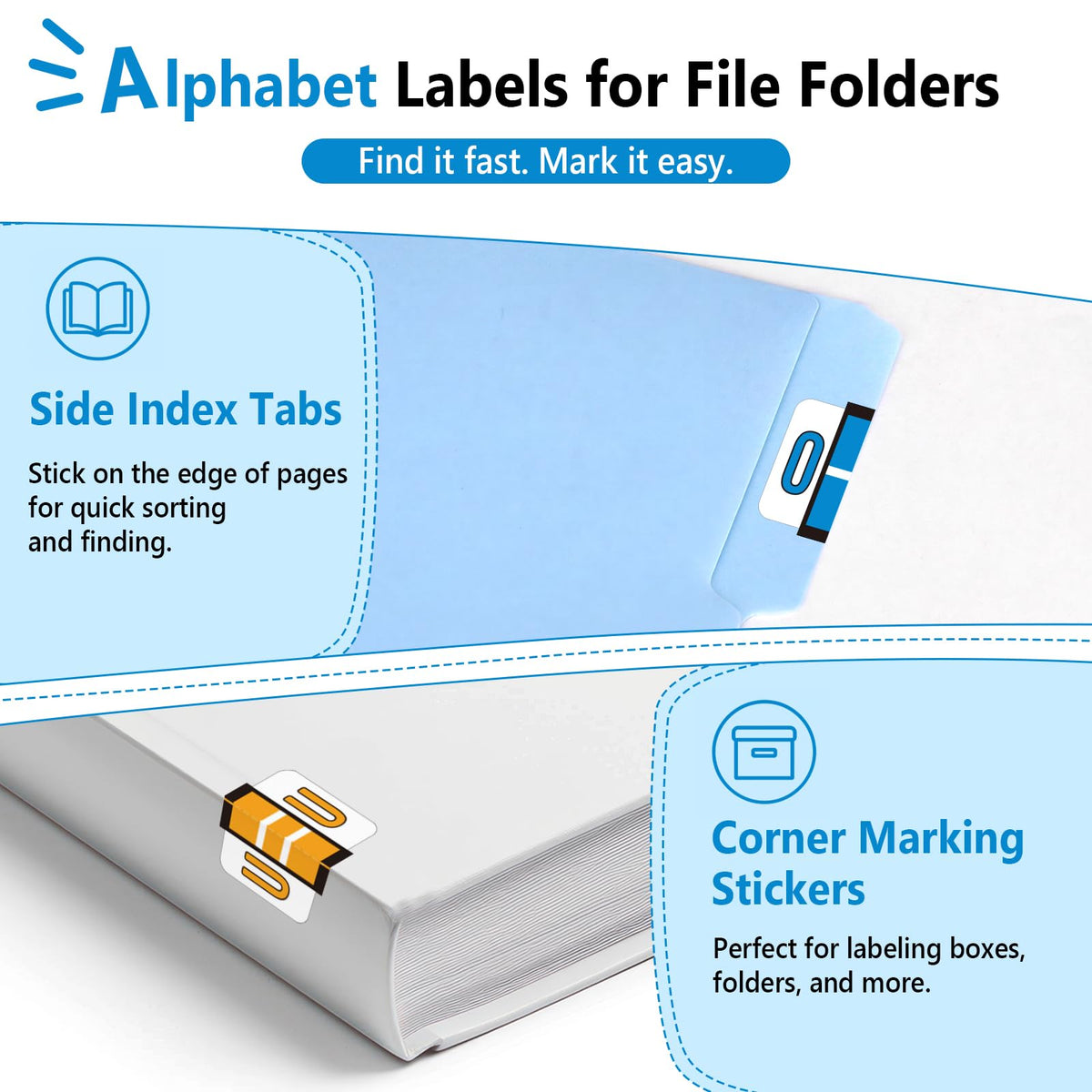 1512 Pcs Alphabet Labels for File Folders A to Z Labels File Organization A to Z Set with File Box 221