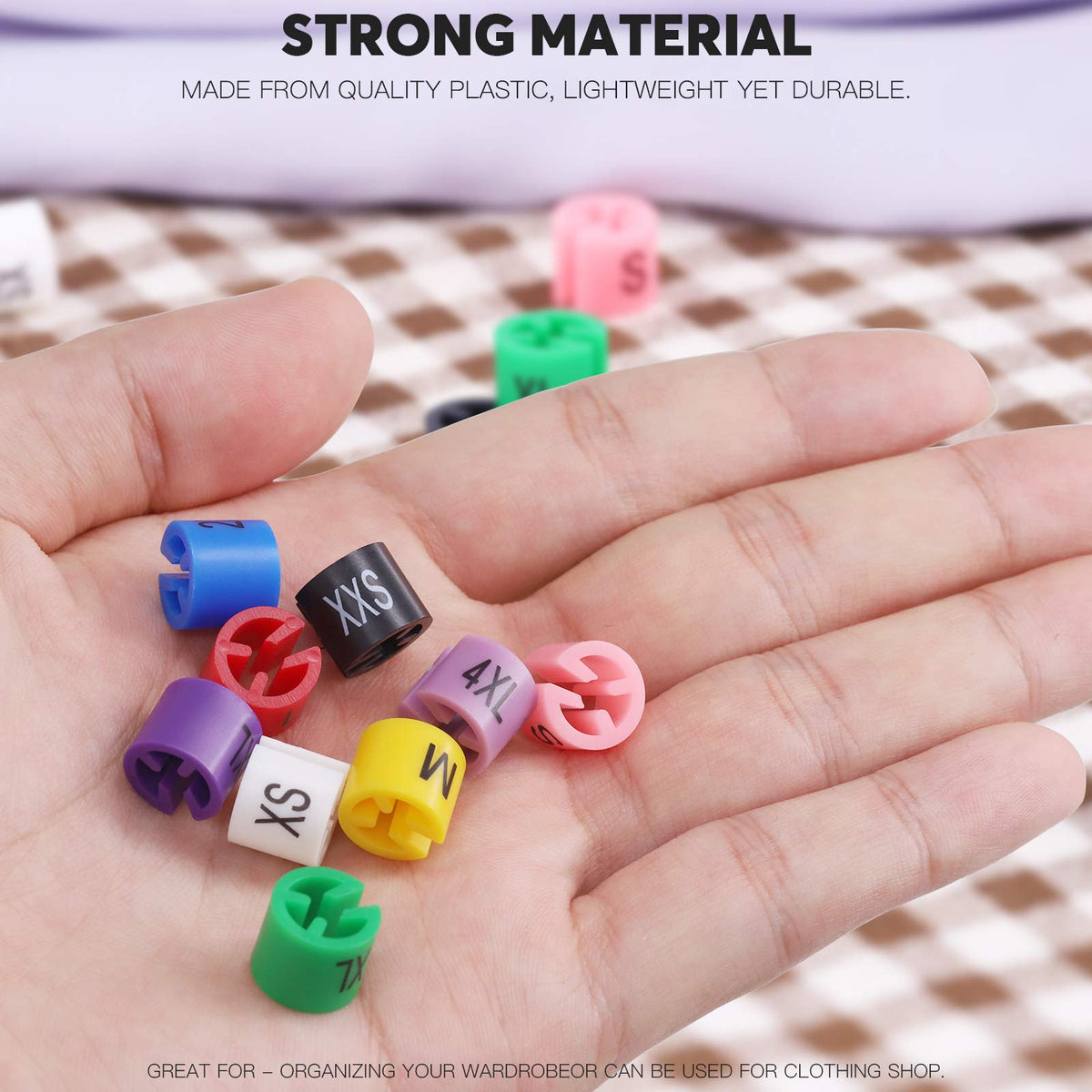 290Pcs Plastic Clothes Hanger Size Markers - 9 Sizes: XXS - 4XL