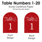 Big Dot of Happiness Wedding Hearts Cherry Red Table Numbers, Engagement and Anniversary Party Decor, Wedding Centerpieces, Double-Sided 5 x 7 inches Cards, Table Numbers - 1-20