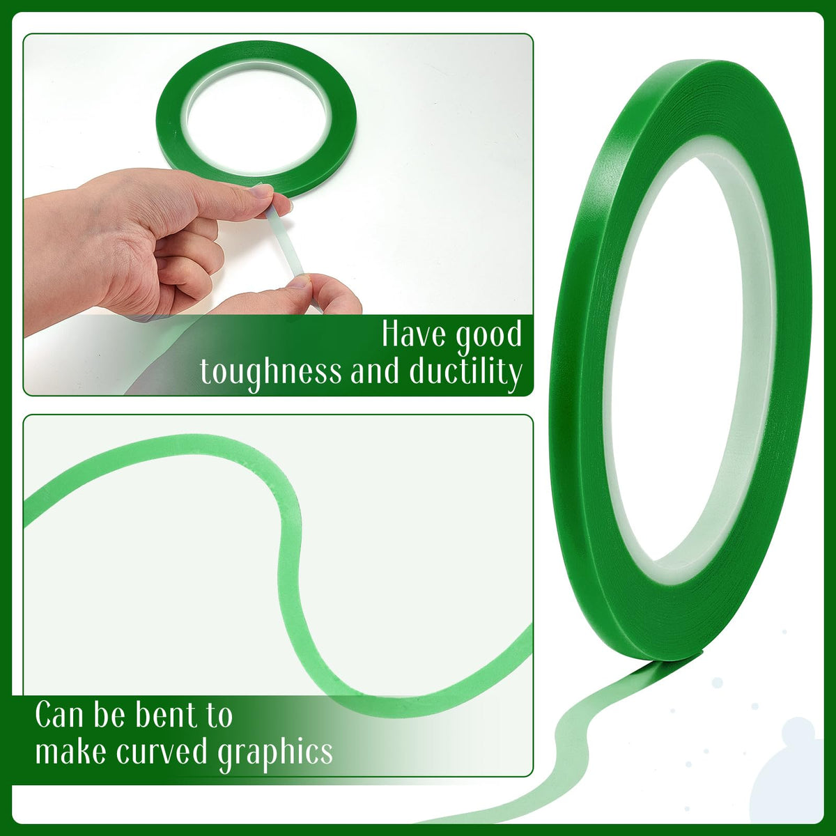 Nezyo 6 Pcs Vinyl Pinstripe Tapes Masking Painter Tapes High Temperature Low Tack Automotive Car Paint for Easy Removal Trim Thin Finishing Masking (Green,1/16, 1/8,1/5,1/4,1/2, 3/4 Inch) Green 1/16, 1/8,1/5,1/4,1/2, 3/4 Inch