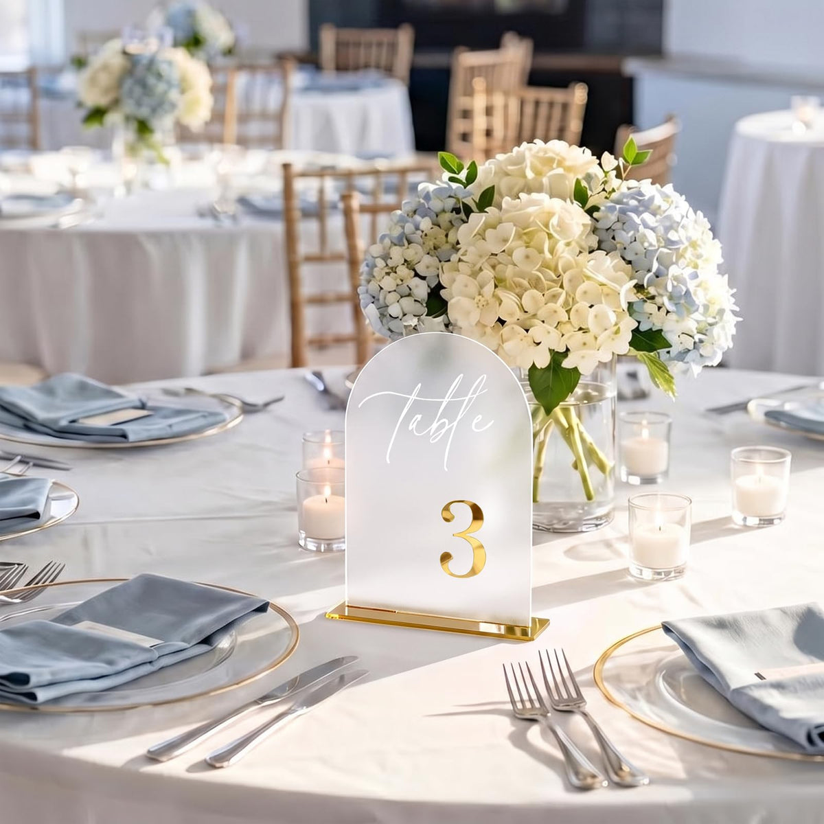 Frosted Arch Table Numbers 1-10 with Stands, Gold 3D Wedding Table Numbers Table Numbers 1-10, 5.5" X 7"