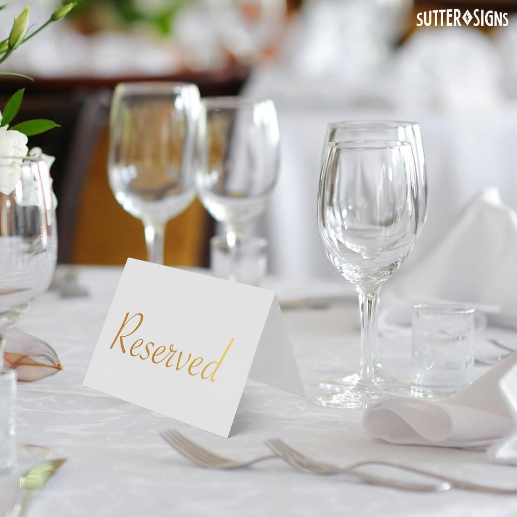 Reserved Table Signs for Wedding 20 Pack Elegant Gold Place Cards 3x4
