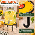 Beverage Dispenser Stand, Heavy Duty Metal Plant Pot Holder (Round, Black)