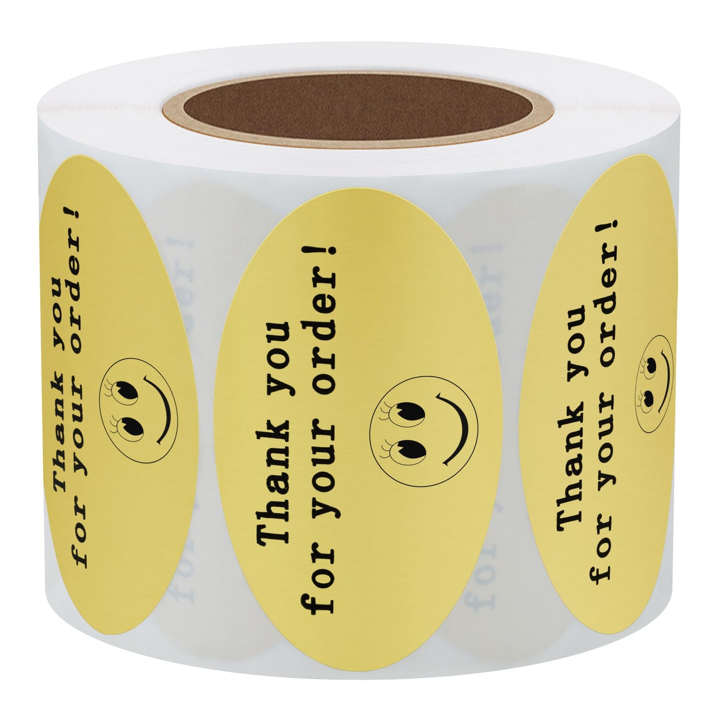 Hybsk 50mmx30mm Oval Gold Metallic Foil Thank You for Your Order Retail Mailing Stickers 500 Labels Per Roll (Gold)