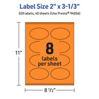 Avery Printable Oval Labels, Sure Feed Technology, 2" x 3-1/3", Bright Orange Labels, Print-to-The-Edge, Laser/Inkjet Printable, 320 Total, Great for Soaps and Candles 320 labels