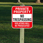 Large (4 Pack) Private Property No Trespassing Sign, 12x12 Inches Metal Heavy Duty Reflective Aluminum, Violators Will Be Prosecuted, Weatherproof Up to 7 Years Outdoor 12x12 Inch 4-Pack